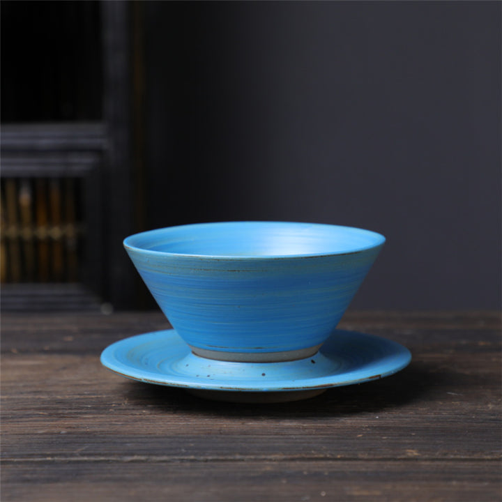 Taza de café de cerámica con diseño de planeta de Buddha Stones, taza de café y té de cerámica rugosa con platillo