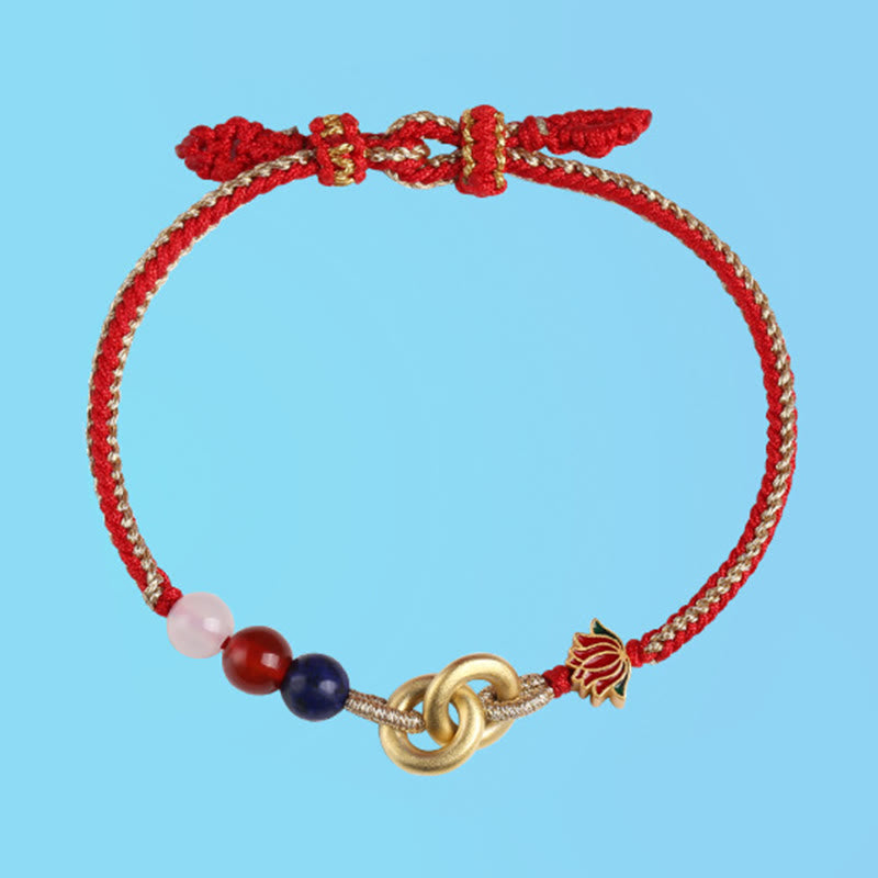 Pulsera auspiciosa de loto con doble hebilla de la paz de plata de ley 925 con Buddha Stones