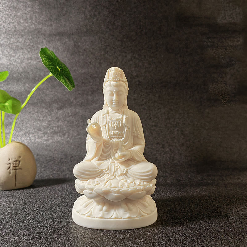 Buddha Stones Mini fruta de marfil Tathagata Buda Lotus Kwan Yin Avalokitesvara Manjusri Samantabhadra Serenity decoración de escritorio