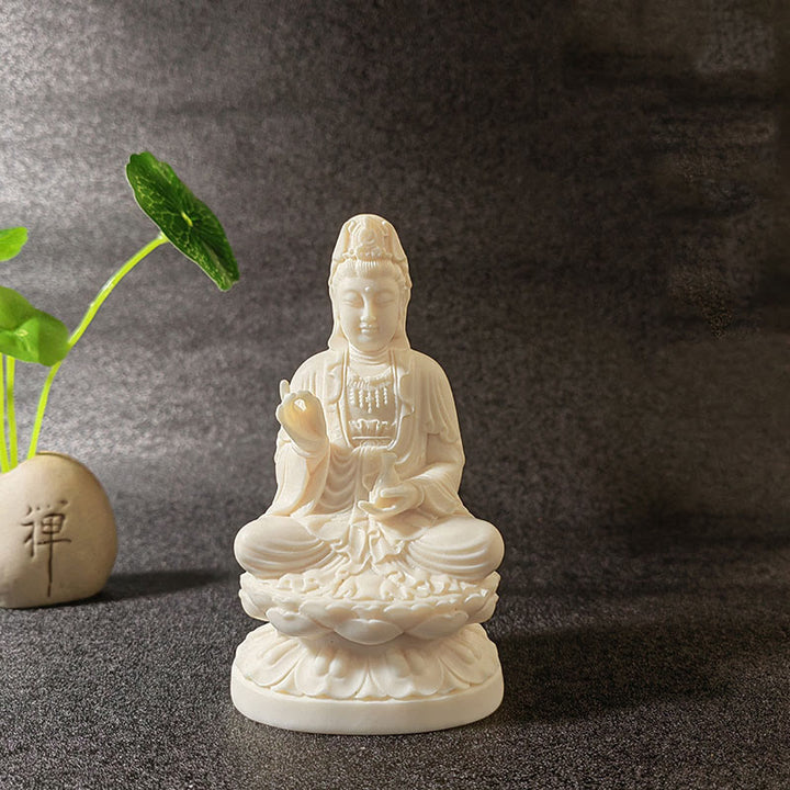 Buddha Stones Mini fruta de marfil Tathagata Buda Lotus Kwan Yin Avalokitesvara Manjusri Samantabhadra Serenity decoración de escritorio