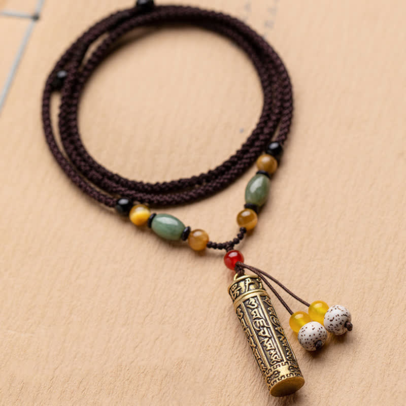 Buddhastoneshop Tibet Om Mani Padme Hum Ágata Shurangama Sutra Collar de protección colgante - image 15