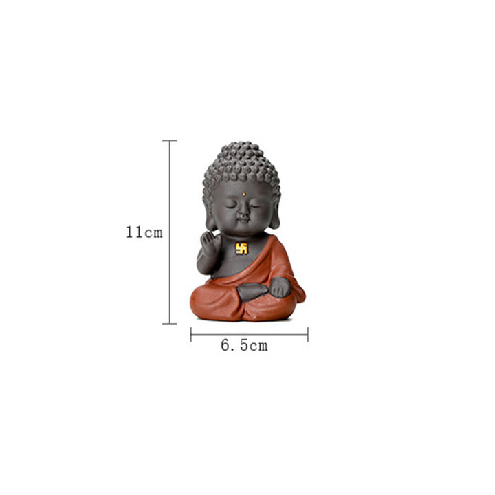 Buddha Stones Pequeño Buda Serenidad Arcilla Púrpura Decoración de Escritorio para el Hogar