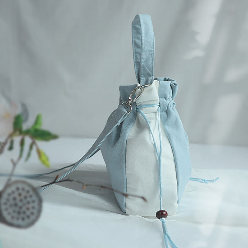 Bolso de hombro de lona con flores bordadas hechas a mano con Buddha Stones - image 46