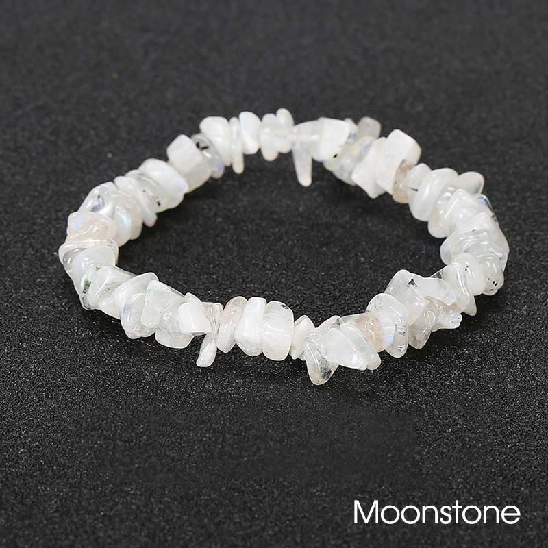 Pulsera calmante de calidez de piedra de cristal de forma irregular natural - Piedra lunar (circunferencia de la muñeca: 15-16 cm) - image 36