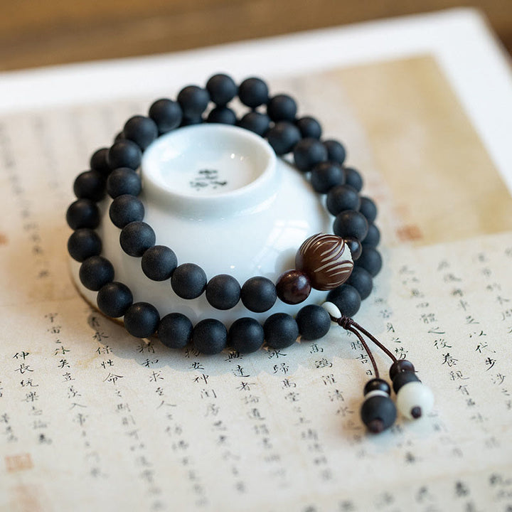 Pulsera curativa de loto Bodhi de ciprés tibetano de doble capa con Buddha Stones