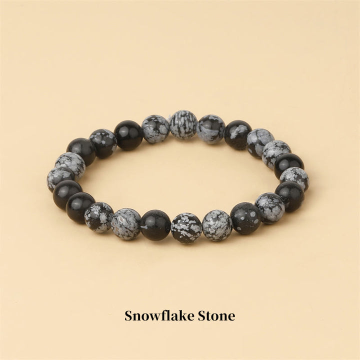 Pulsera de cuentas curativas de cuarzo con piedra natural de piedras de Buddha Stones - 8 mm - Piedra de copo de nieve - image 66