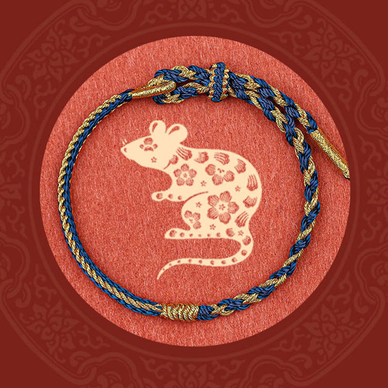 Pulsera de cuerda trenzada de protección de dragón, conejo, gallo, rata, caballo, dragón chino hecho a mano con Buddha Stones