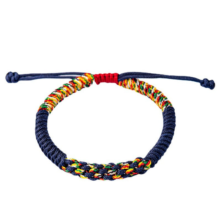 Pulsera de cuerda trenzada de la suerte con nudo King Kong colorido hecho a mano tibetano con Buddha Stones
