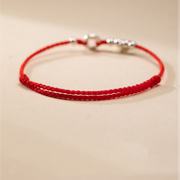 Tobillera con pulsera de sonido y seguridad con hebilla de paz y nubes propicias de Plata de Ley 925 con Buddha Stones