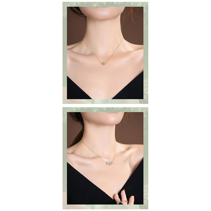 Collar con colgante de mariposa de Buda sonriente de la suerte, Jade cian Natural de Plata de Ley 925 - image 15