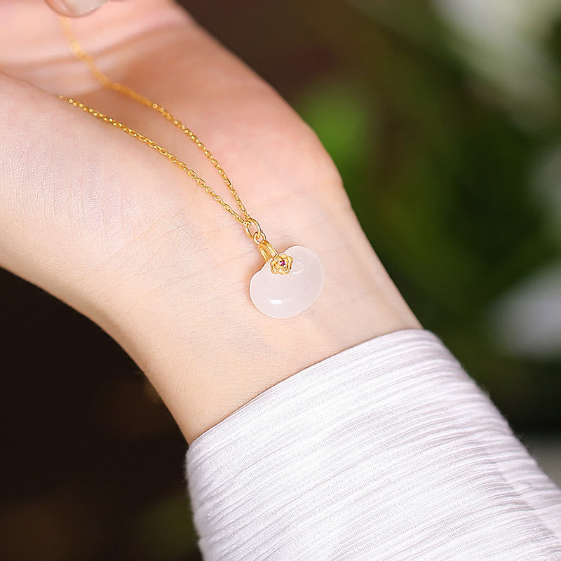 Collar con colgante de mariposa de Buda sonriente de la suerte, Jade cian Natural de Plata de Ley 925 - Cerradura de jade de Hetian de los buenos deseos - image 6