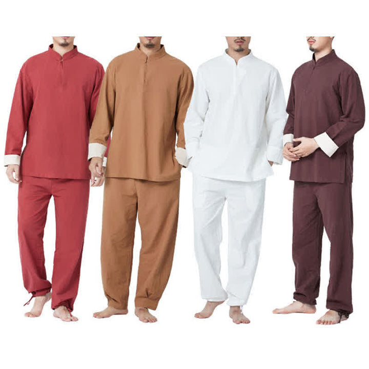 Conjunto de ropa de lino y algodón para hombre con Buddha Stones, meditación espiritual, zen, yoga y oración