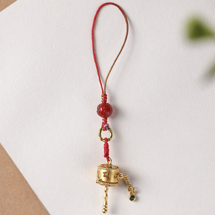 Buddha Stones tibetano Om Mani Padme Hum rueda de oración amuleto protección teléfono colgante decoración