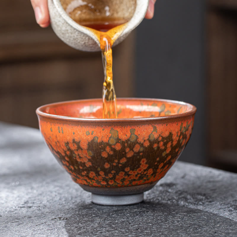 Buddha Stones, patrón de flores florecientes, horno chino Jianzhan, cambio de taza de té de cerámica, tazón de taza de té Kung Fu