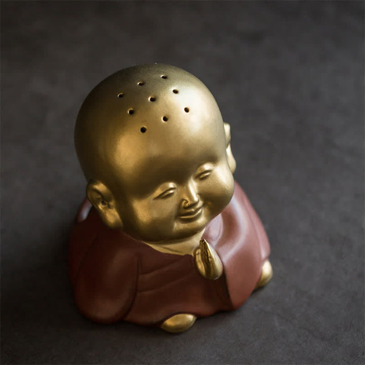 Quemador de incienso curativo de cerámica de Buda sonriente del pequeño Buda