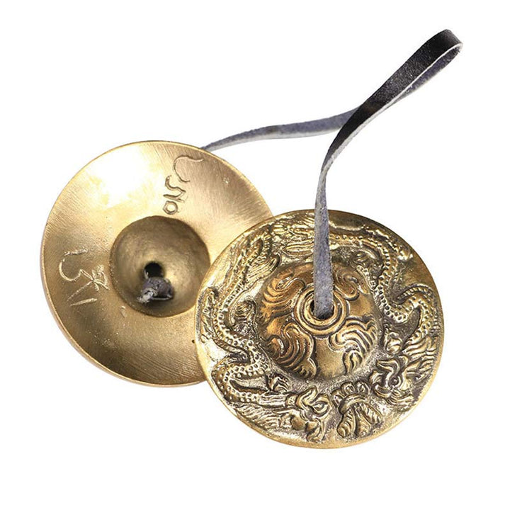 Buddha Stones tibetano Tingsha campana seis palabras verdaderas dragón cobre equilibrio decoración con bolsa