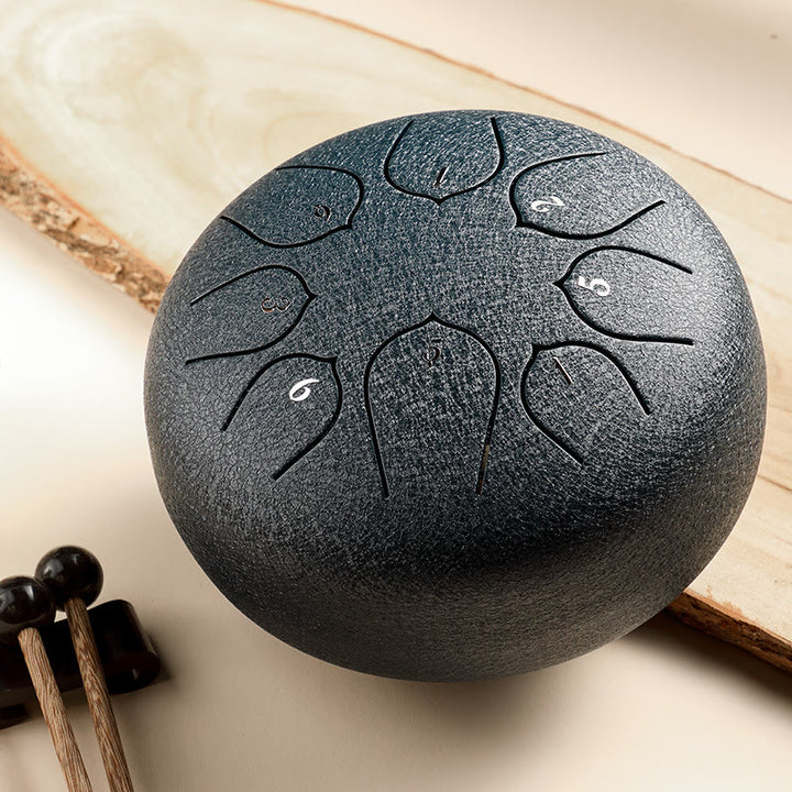 Buddha Stones, tambor de lengua de acero, sonido curativo, meditación, patrón de loto, Kit de batería, 8 notas, instrumento de percusión de 6 pulgadas