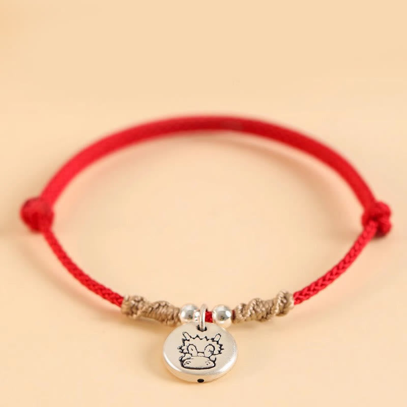 Pulsera trenzada de la suerte del zodíaco chino, hecha a mano, de plata de ley 999 con Buddha Stones, año del dragón