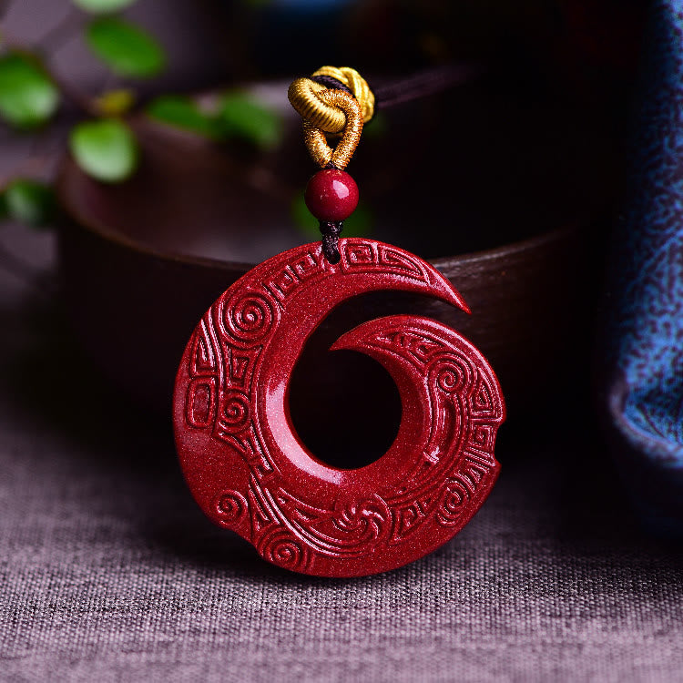 Collar con colgante de bendición de cinabrio natural con diseño de Buddha Stones que mejora la suerte