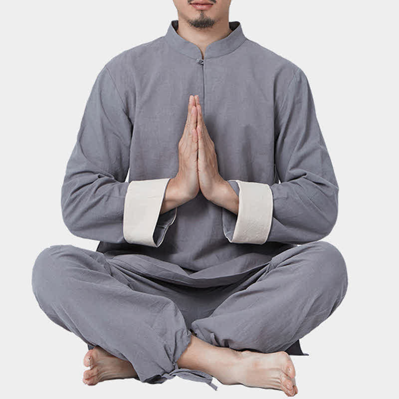 Conjunto de ropa de lino y algodón para hombre con Buddha Stones, meditación espiritual, zen, yoga y oración