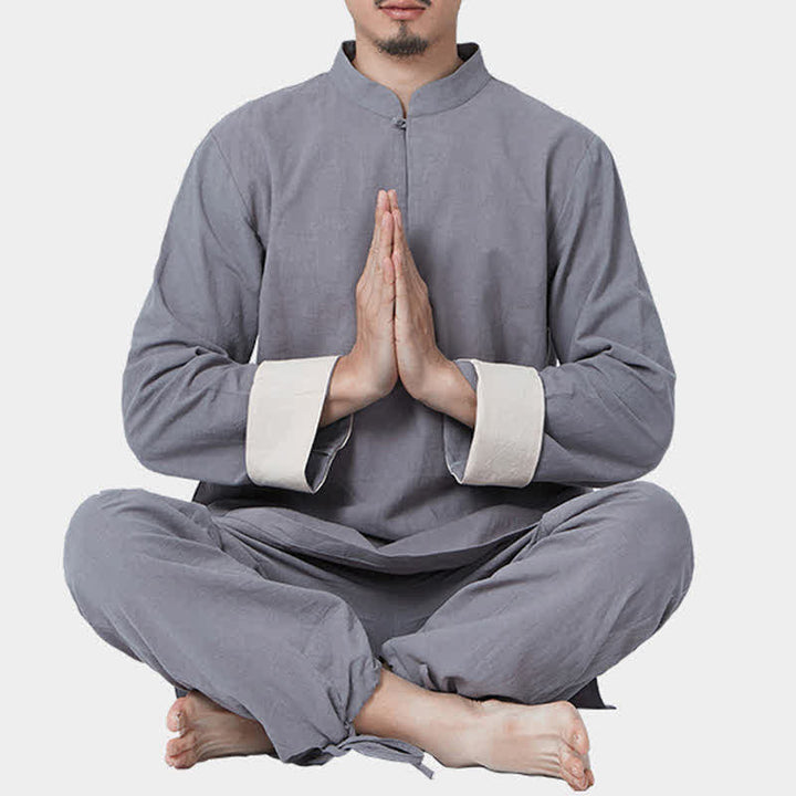 Conjunto de ropa de lino y algodón para hombre con Buddha Stones, meditación espiritual, zen, yoga y oración