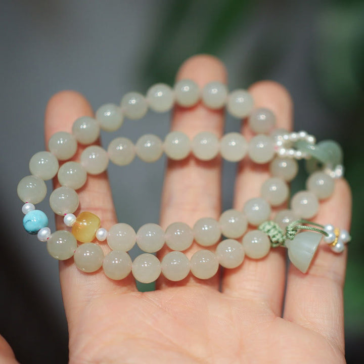 Pulsera de plata de ley 925 con Buddha Stones , jade hetiano, doble hebilla de la paz, suerte de loto