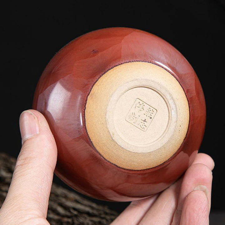 Taza de té de cerámica con diseño de loto Jianzhan chino hecho a mano con Buddha Stones , taza de té de Kung Fu