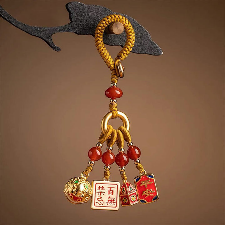 Llavero de cobre con Buddha Stones, nada que sea supersticioso, león bailando, riqueza