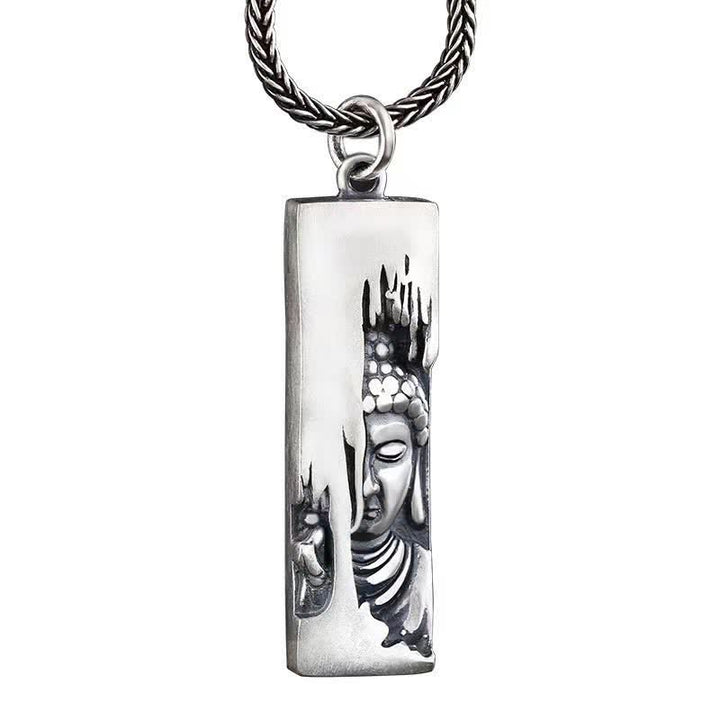 Amuleto de protección y fuerza de Buddha Stones Tathagata, collar con colgante de estilo vintage para la buena suerte. - Buda de estilo vintage + cadena trenzada de 60 cm - image 15