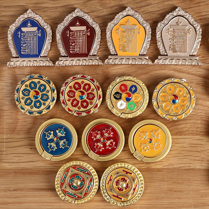 Soporte de anillo para teléfono tibetano Om Mani Padme Hum Peace, decoraciones universales para teléfono
