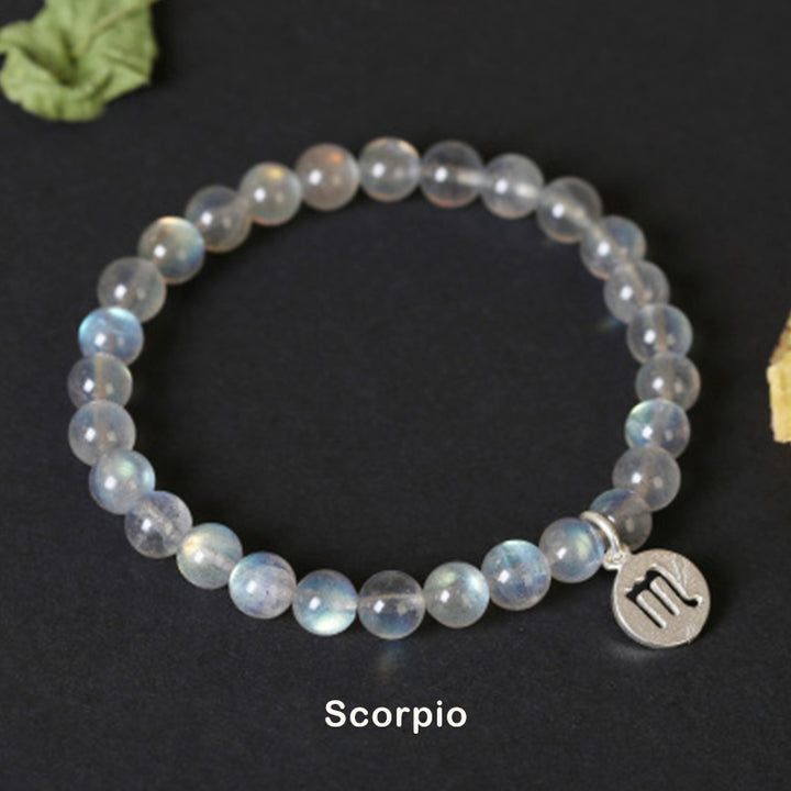 Pulsera con Encanto 12 Constelaciones del Zodíaco Piedra Lunar