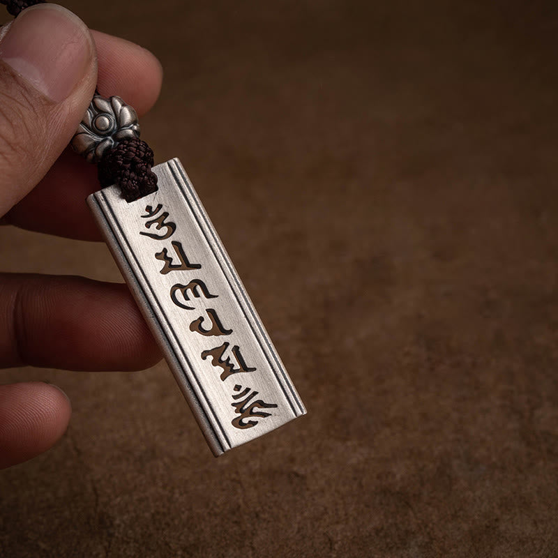 Colgante de plata de ley 999 con Buddha Stones Om Mani Padme Hum grabado Lotus Wisdom - image 1