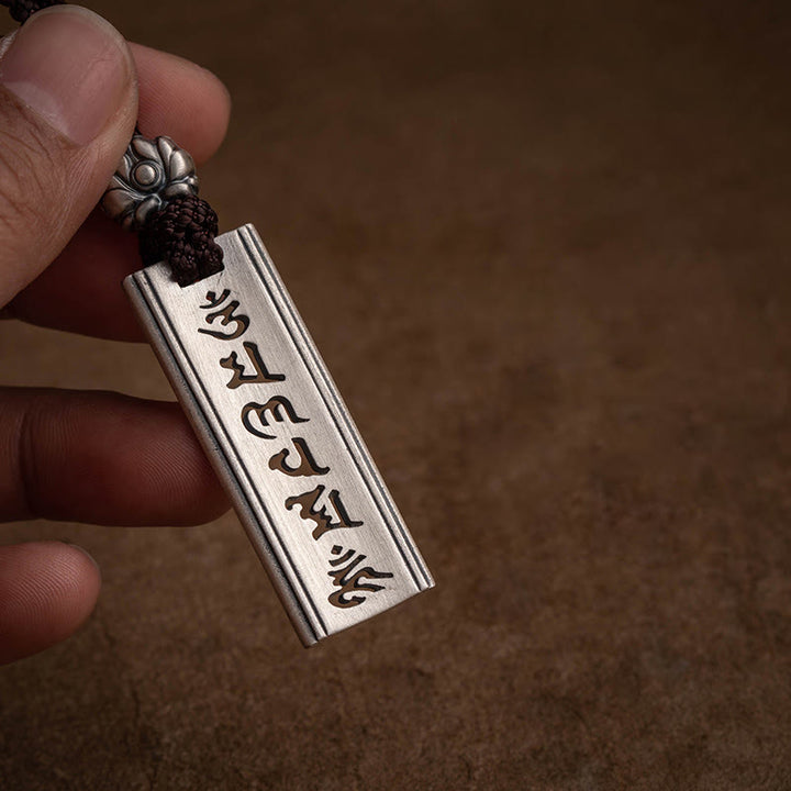 Colgante de plata de ley 999 con Buddha Stones Om Mani Padme Hum grabado Lotus Wisdom - image 1