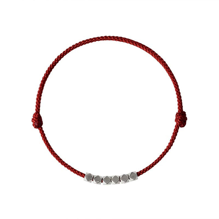 Tobillera con pulsera trenzada de hilo rojo de plata de ley 925 con Buddha Stones