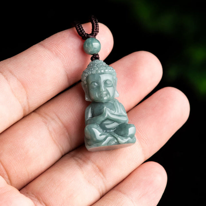 Buddha Stones Natural Jade Meditación Buda Amuleto Serenidad Collar Colgante - image 5
