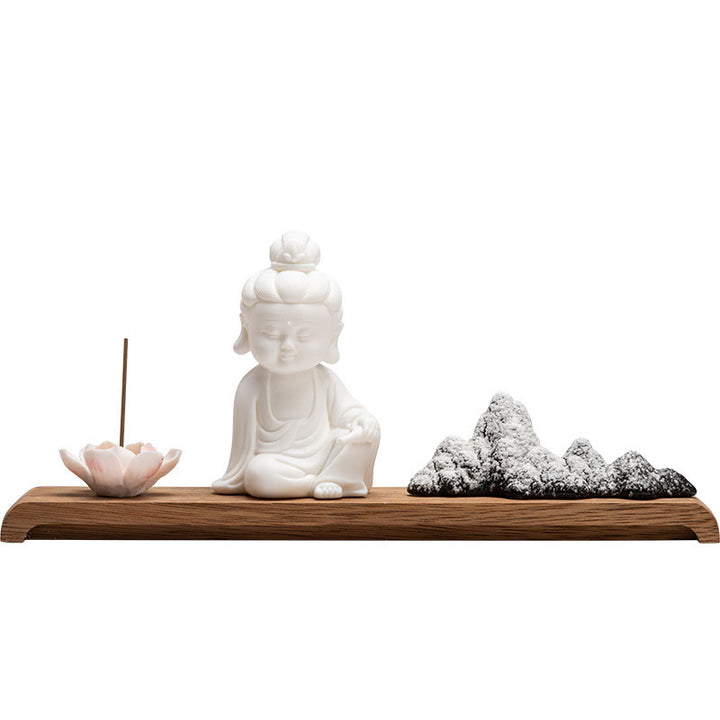 Buddha Stones, flor de loto, Tathagata Kwan Yin, Avalokitesvara Ksitigarbha, palo de cerámica para meditación, decoración de quemador de incienso