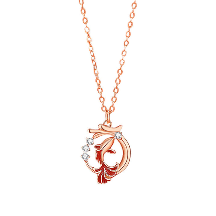 Collar con colgante de plata de ley 925 con Buddha Stones, diseño del año del dragón, pez Koi, Fu, personaje de la suerte