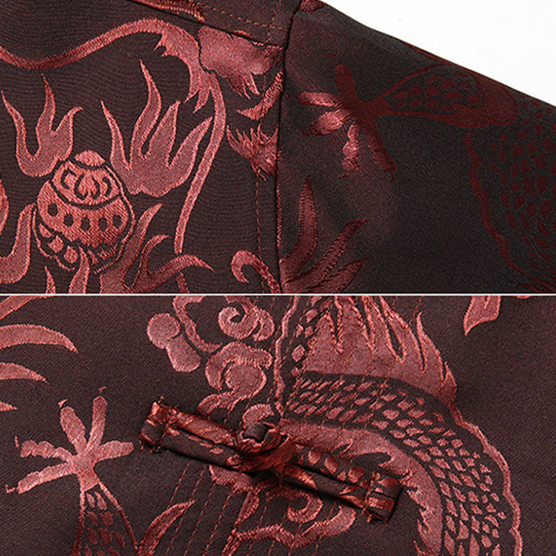 Traje Tang de Buddha Stones Hombres Hanfu Dragón Chino Ropa Tradicional Camisa de Kung Fu Uniforme Abrigo de Manga Larga Tops y Pantalones Ropa Conjunto para Hombres - image 7