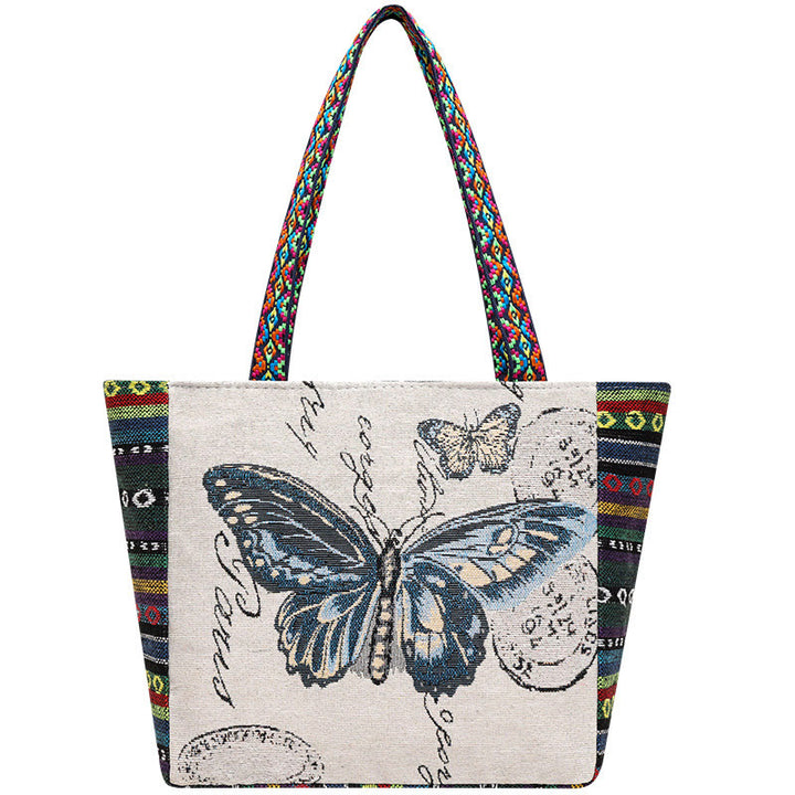 Bolso bandolera de lona de gran capacidad con bordado de mariposa y elefante - image 20