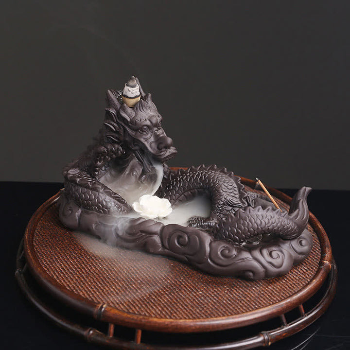 Decoración del quemador de incienso con protección de flores de Dragon Playing Ball