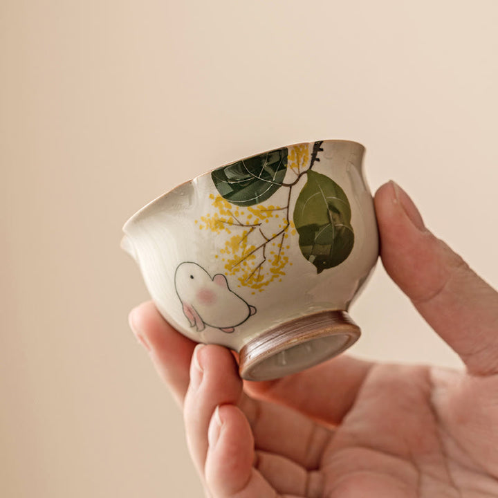 Buddha Stones pintadas a mano, taza de té de cerámica con conejo Osmanthus pequeño, taza de té de Kung Fu, 40ml
