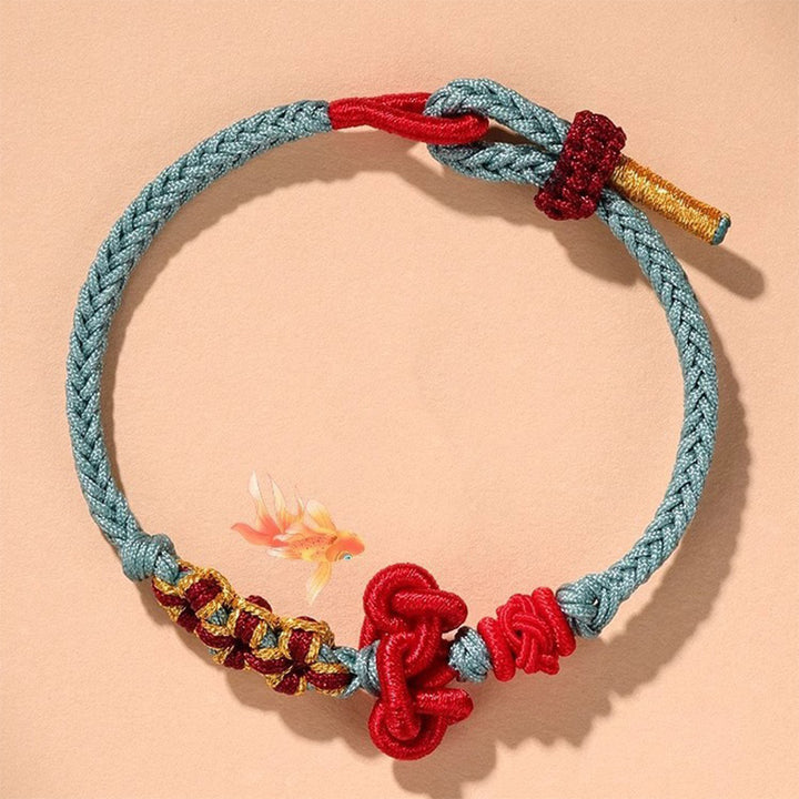 Pulsera de cuerda trenzada hecha a mano con Buddha Stones , nudo Wenchang, fuerza de la suerte