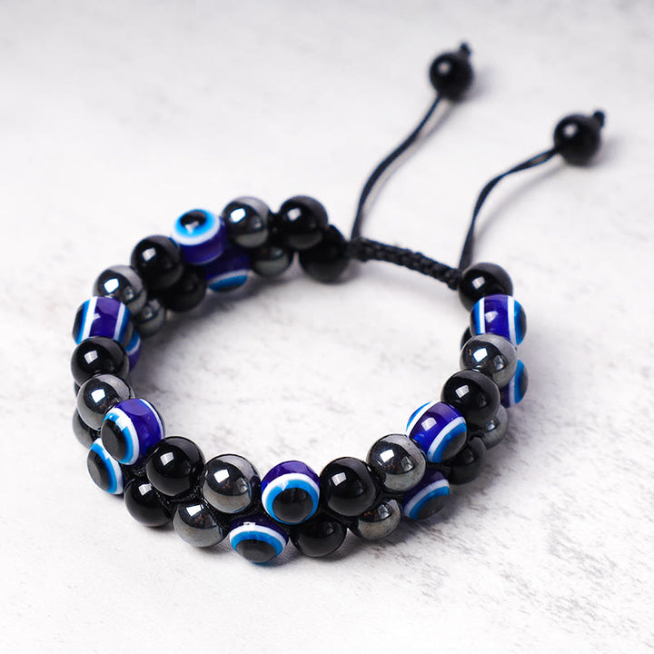 Pulsera con cuentas de protección de ojo de tigre, hematita, mal de ojo , Buddha Stones