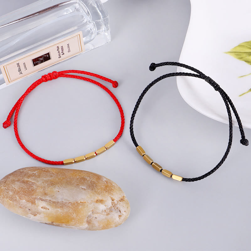 Pulsera de hilo trenzado con protección de cuentas de cobre hecha a mano con Buddha Stones