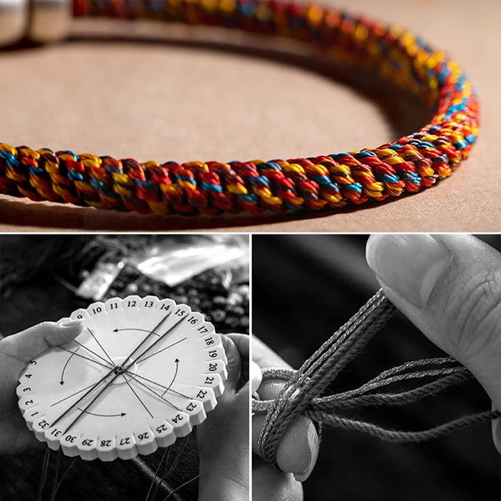 Buddha Stones hechas a mano tibetana de plata de ley 925, zodíaco chino, Buda natal Zakiram, diosa de la protección de la riqueza, pulsera trenzada de cuerda multicolor