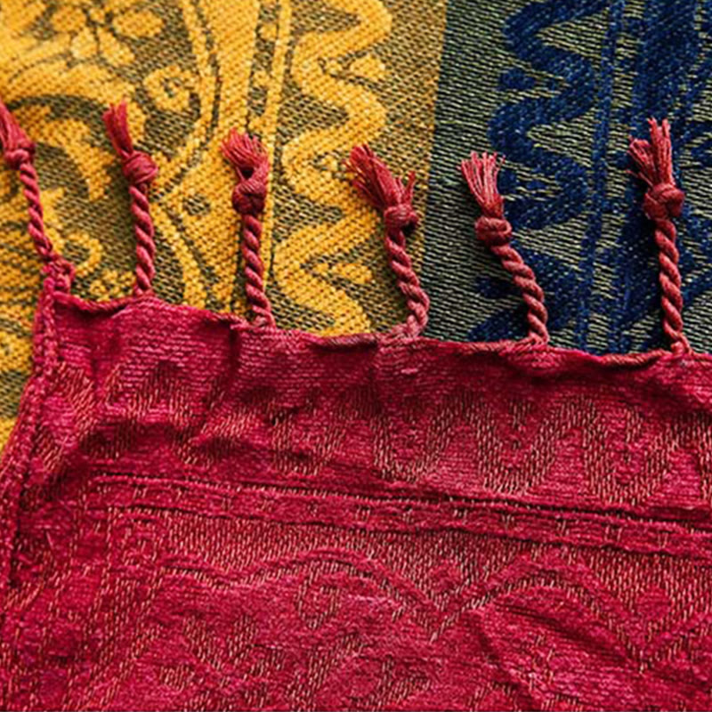 Manta artesanal teñida a mano con estampado floral tibetano de Buddha Stones