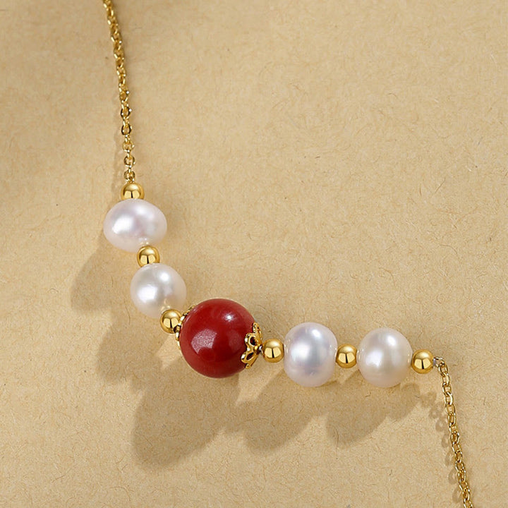 Collar con colgante de cadena de cuentas curativas de sinceridad con perlas de cinabrio de plata de ley 925 con Buddha Stones