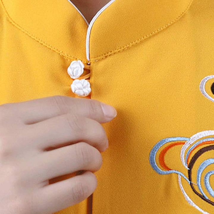 Conjunto de ropa unisex para práctica de meditación, tai chi, qigong, bordada, con nubes auspiciosas y Buddha Stones