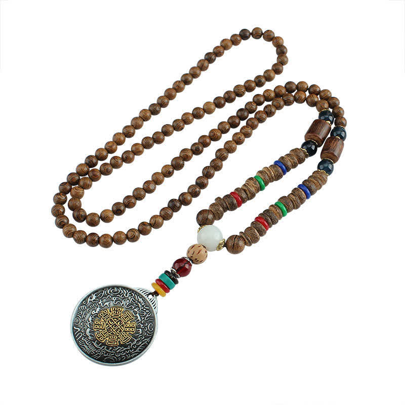 Buddha Stones tibetano Om Mani Padme Hum rueda de oración rotación Vajra collar de madera colgante - image 26