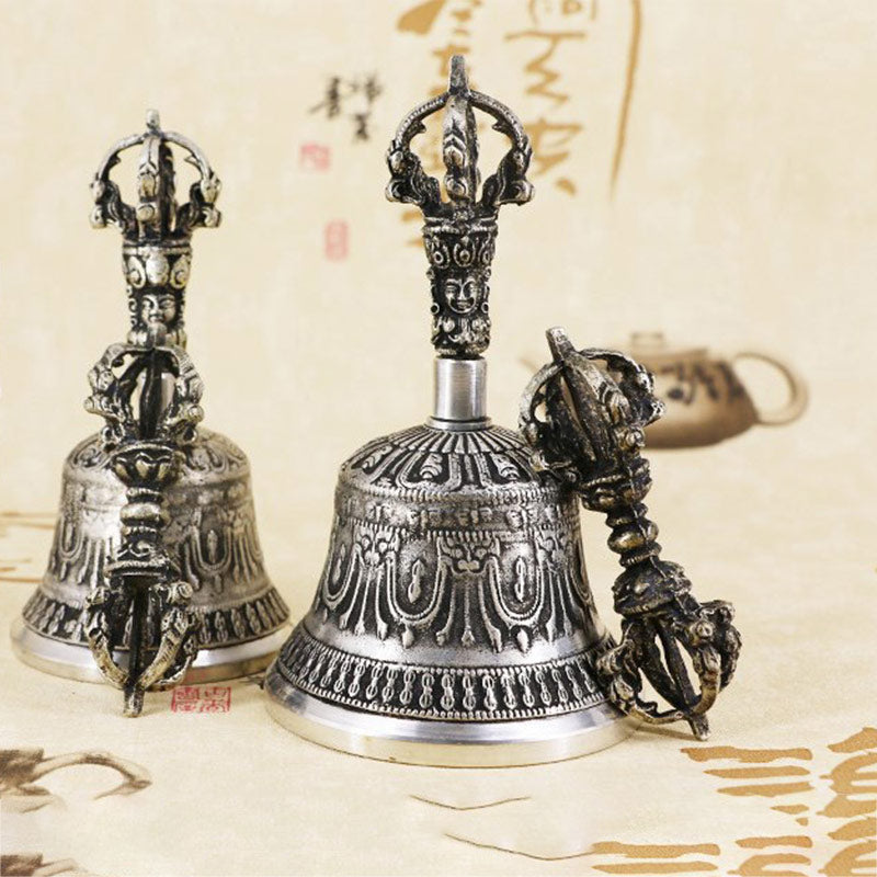 Juego de decoración de cobre con Buddha Stones, campana de meditación tibetana y Vajra Dorje